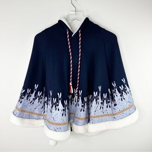 Japanese Style Mori Girl Cute Cartoon Rabbit Ear Loose Cozy Lined Hooded‎ Cape - Picture 12 of 12